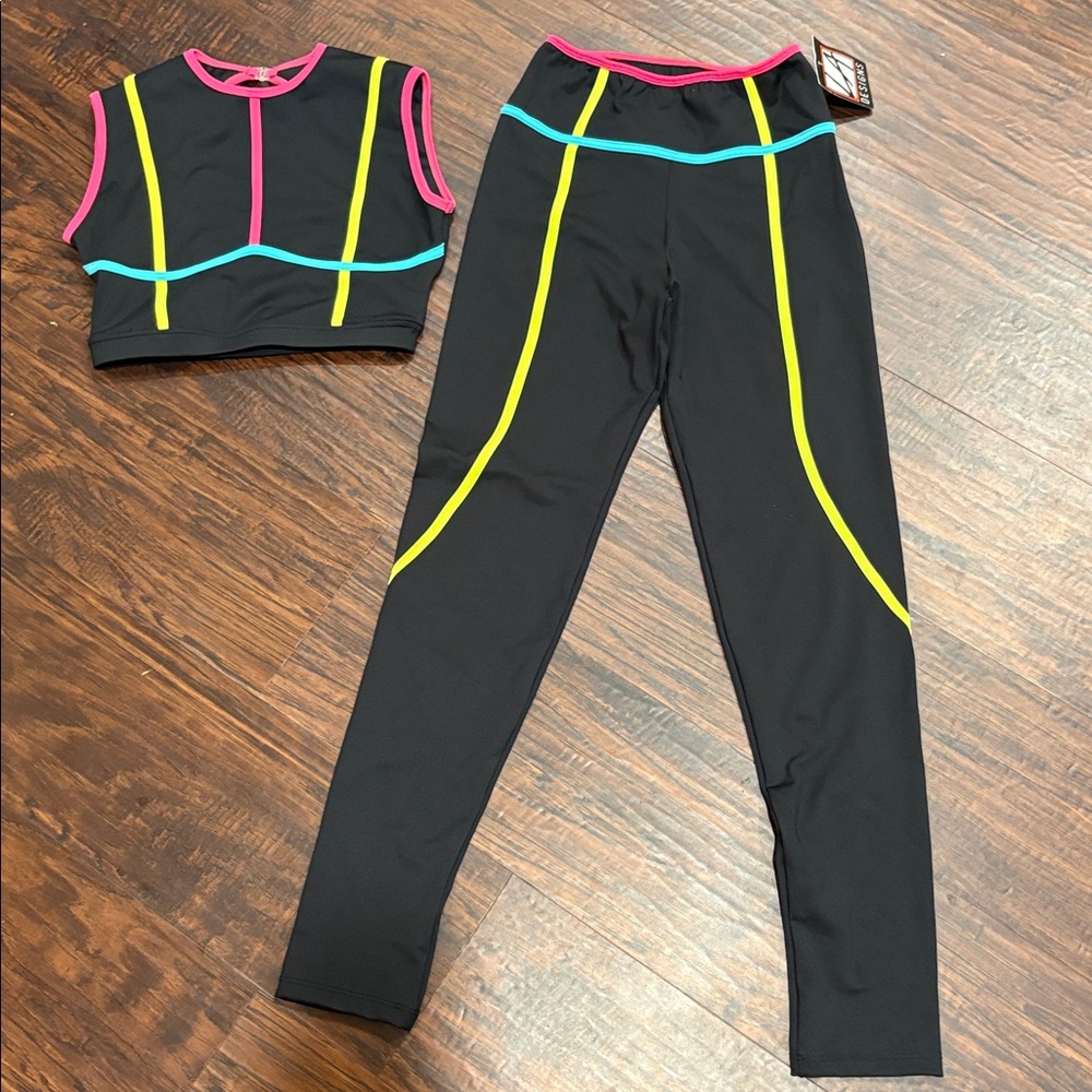Black Athletic Set with Neon Accents